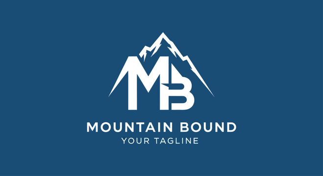 Mountain Bound Logo Design with MB Initials and Mountain Peak.