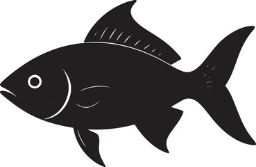 Obraz premium Underwater Fish Silhouette Vector Illustration