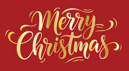 Merry Christmas text. Xmas calligraphic inscription. Christmas handwritten lettering. Xmas text isolated on white for postcard, poster, banner design element. 