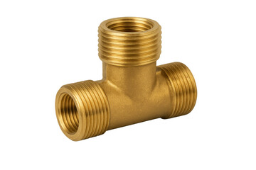 Brass pipe tee fitting connecting plumbing parts