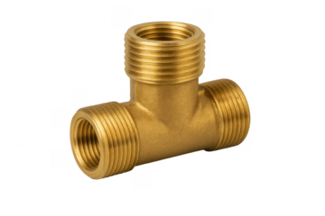Brass pipe tee fitting connecting plumbing parts