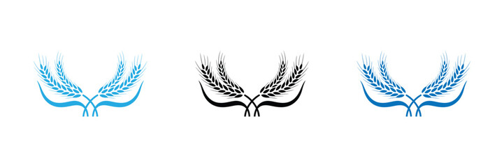 Cereal icon set, wheat ears icon vector, wheat, barley, oatmeal, flour, grain icon vector set ,Elegant wheat stalks emblem for agriculture and harvest themes.editable stroke