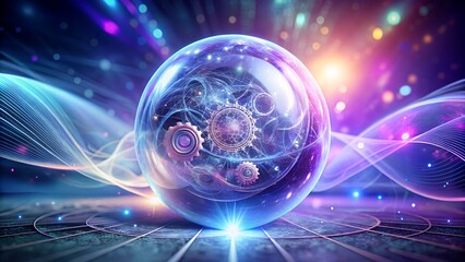 Fototapeta premium Futuristic technology concept with glowing orb and intricate gears