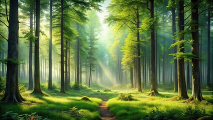 Obraz premium Forest Landscape Tranquility, natural world, forest trees, natural world