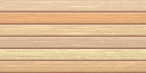 Wood plank wall, horizontal slats, wood texture seamless pattern, vector design