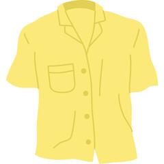 Naklejka premium Yellow Short Sleeve Button Up Shirt with Pocket and Collar Isolated on White Background Simple Flat Illustration