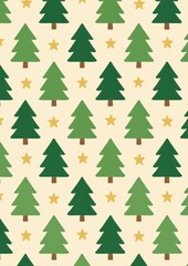 Obraz premium Festive trees and stars pattern