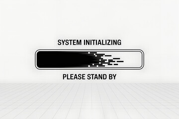 System Initializing: Minimalist view of a progress bar with system initializing message displayed, perfect for technology and digital themes.
