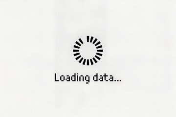 Loading Data: A digital loading graphic, a circular array of dashes, spinning gracefully, the text Loading data... suggests the ongoing process of information retrieval and progress.