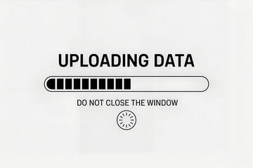Data Uploading Progress: Minimalist graphic displays the progress of a data upload, using a loading bar to signify the active data transfer in progress.