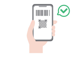 ORとバーコードの決済を利用するスマホと手