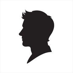 Silhouette of a man with modern hairstyle against white background offering versatile design opportunities for creative projects and visual communication