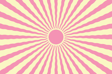 Pastel Pink and Yellow Sunburst Background Vector with Retro Pop Art Style