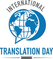 International translation day globe speech bubble logo global communication language services vector art vector
