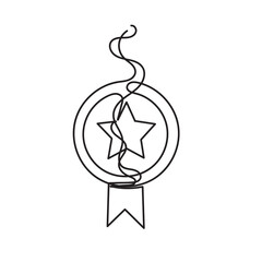 continuous line drawing medal illustration doodle