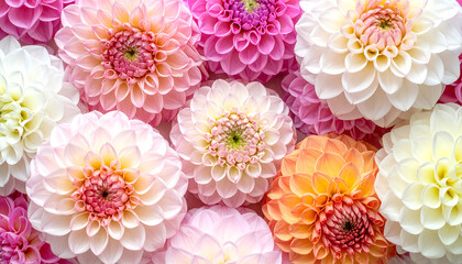 Close-up of the beauty of pompom dahlia flowers