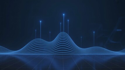 Dynamic digital wave data visualization glowing blue lines