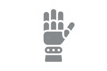 Robotic hand icon representing future technology, artificial intelligence, automation, and digital innovation