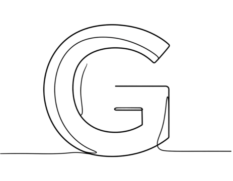 A letter shape made from tiny dots, on a dark background, creating an abstract geometric pattern