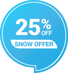 Winter sale tag badge. 25% off discount promotional sale sticker, price tag, badge. Winter sale sticker isolated vector illustration