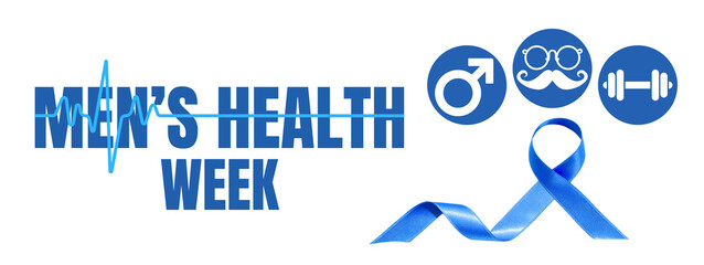 Men's Health Week visual in blue symbols, isolated, PNG