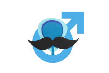 Colorful male symbol with artistic mustache, isolated, PNG