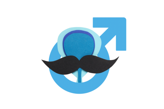 Colorful male symbol with artistic mustache, isolated, PNG