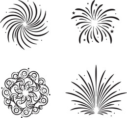 Abstract Black Radial Burst Vector Shapes
