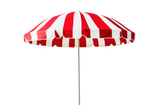 Red white striped umbrella isolated on a transparent background