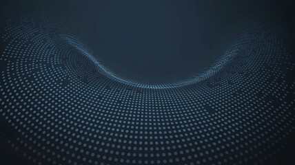 Dynamic blue digital wave with glowing particles in dark space