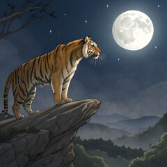 tiger in the night sky