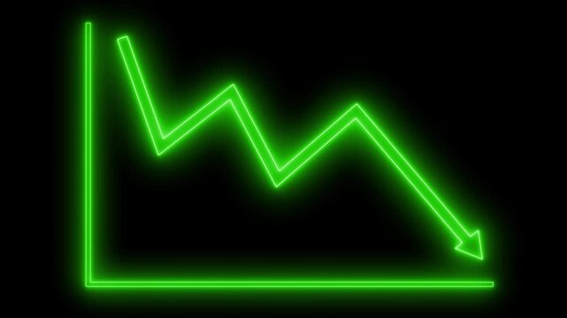 Neon Downward Trend Line Graph Animation