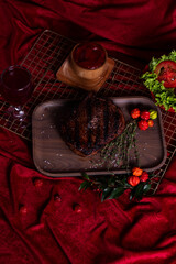 Hearty Steakhouse Meal: Meat and Cabernet