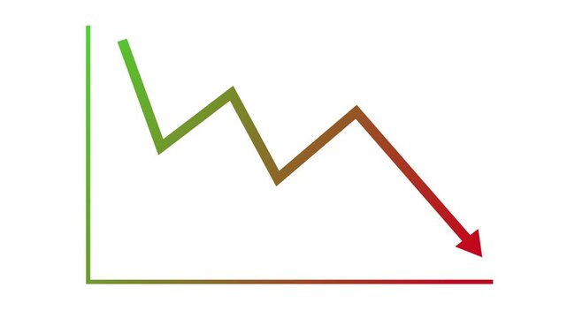 Downward Trend Line Graph, Animated Bar Chart Showing Business Growth Statistics and Financial Report