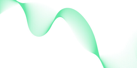 Abstract green wave background with a smooth, curved line design and motion concept