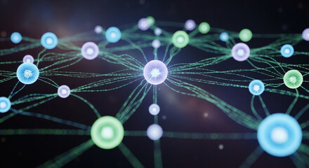 Interconnected Network Abstract Nodes Linking in a Digital Web, Technology