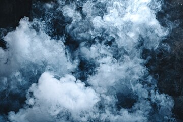 Wispy cloud of white smoke billows against a dark, textured background