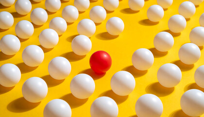 A red ball among the white balls