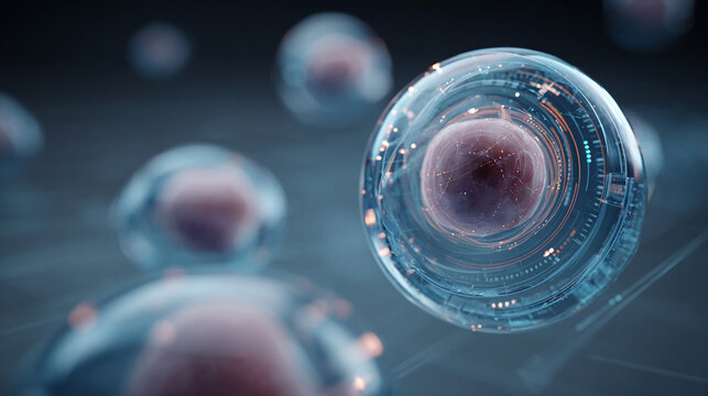 A transparent digital interface emits softly glowing orb shapes, blending technology and minimalism in a serene, futuristic composition of light and clarity.