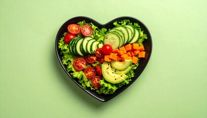 Heart-Shaped Salad with Avocado and Vegetables
