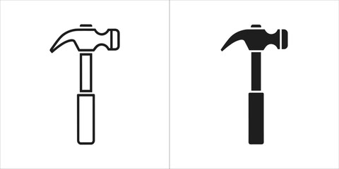 Pair of hammers, one outline and one filled