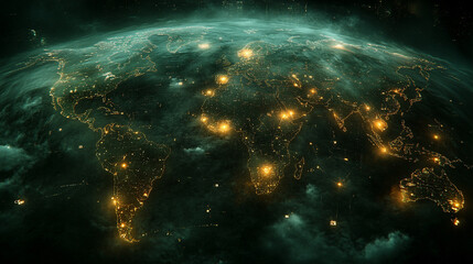 An AI network visualized as a glowing digital web, with interconnected nodes radiating vibrant light. The hyperrealistic scene symbolizes connectivity, intelligence, and the luminous flow of data in a