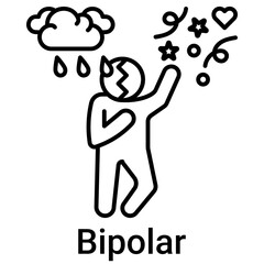 Bipolar Icon in Outline Color Style. Mood disorder, manic, and changing emotion symbol. Emotional instability concept.