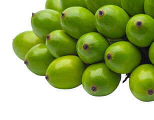 Obraz premium Glossy, lime-green fruits are stacked tightly, contrasting with a dark background, creating a vibrant, organic pattern