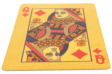 Fototapeta premium queen diamon gold card on a white background