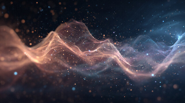 Transparent energy waves twisting elegantly through space — hyperrealistic, fluid, and luminous, capturing the motion of light and energy in a serene cosmic flow.
