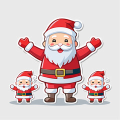 Cute Cartoon Santa Claus Characters Sticker Set for Christmas Holiday Design