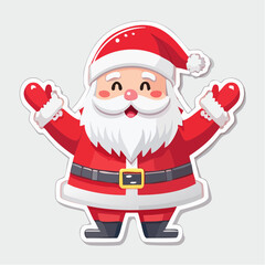 Cute Cartoon Santa Claus Waving Sticker Vector Illustration