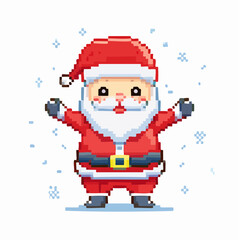 Cute Pixel Art Santa Claus with Open Arms