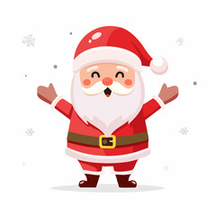 Happy Chibi Santa Claus with Open Arms Vector Illustration